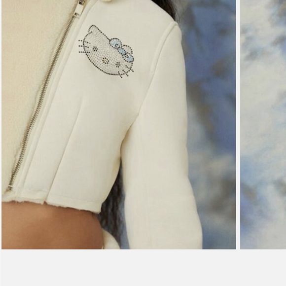Forever 21 x Hello Kitty - XS Cream Cropped Jacket and Skirt Set with Shearling - Picture 3 of 6